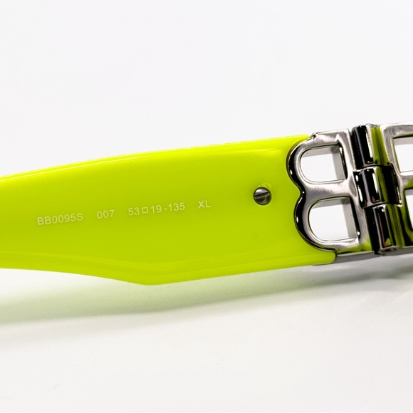 NEW BALENCIAGA BB0095S 007 GEOMETRIC YELLOW GREY WOMEN SUNGLASSES BALENCIAGA - Picture 11 of 13